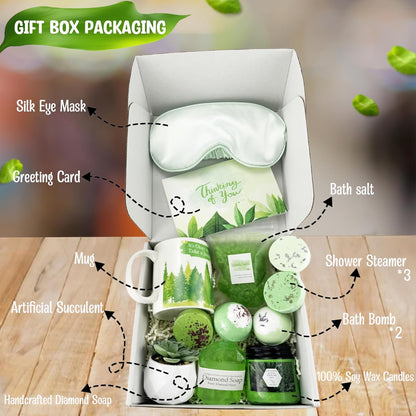 Thinking of You Unique Gifts - 12 Pieces Birthday Care Package for Women, Relaxing Spa Basket Box Gift Set for Her
