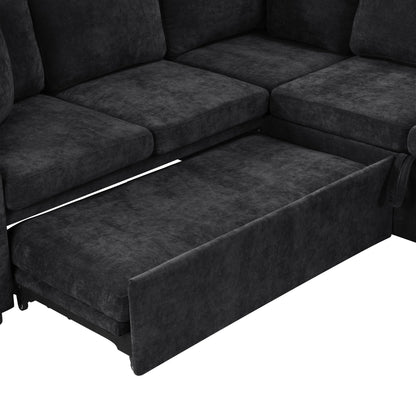 Eafurn 82 INCH Convertible Sleeper Sectional Sofa Pull Out Couch Bed for Living Room - Chenille Upholstered Symmetrical L Shaped Corner Sectional Couch W/Storage and Throw Pillows