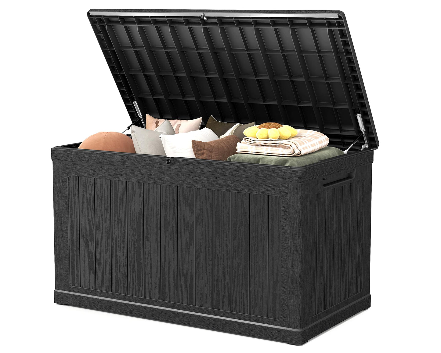 Skepphlay 230 Gallon Deck Box, Outdoor Storage Box Waterproof and UV Resistant, Patio Storage Box Lockable Large, 440 lbs Load Capacity for Garden, Patio, Pool (Black)