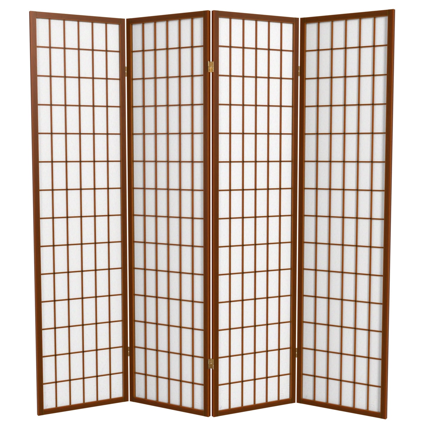 Red Lantern 6 ft. Tall Window Pane Shoji Screen - Walnut - 4 Panels