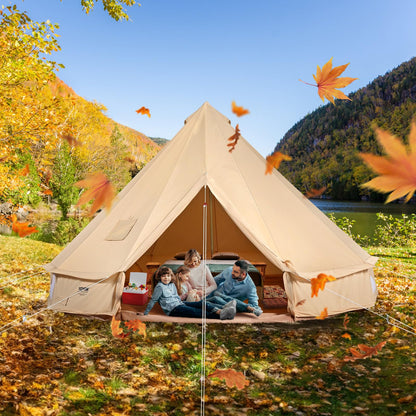 VEVOR Canvas Bell Tent, 4 Seasons 6 m/19.68 ft, Canvas for Camping with Stove Jack, Breathable Holds up to 10 People, Family Camping Outdoor Hunting Party