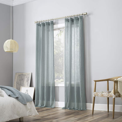 No. 918 Genevieve 2-pack Linen Weave Sheer Grommet Curtain Panel Pair | 50" x 63", Harbor