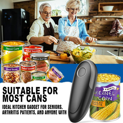 Electric Can Opener, One-Touch Automatic Can Opener for Seniors with Arthritis, Smooth Edge, Hands-Free, Battery Powered, Portable & Compact, Food Safe Electric Can Openers for Kitchen (Gray)