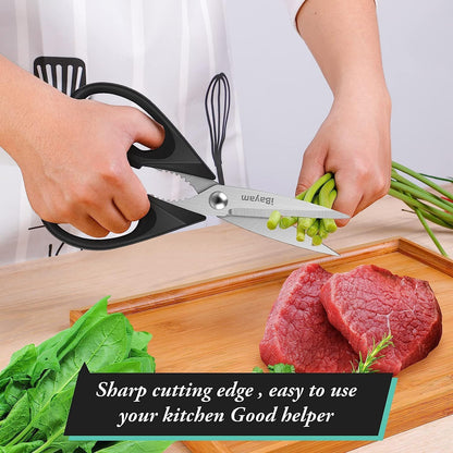 iBayam 1-Pack Kitchen Scissors, All Purpose Kitchen Shears 8.5" with Sheath, Black Kitchen Accessories