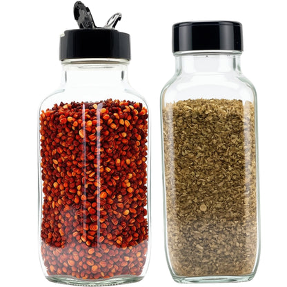 JARMING COLLECTIONS 16oz Glass French Square Spice Shakers with Lids – Large Seasoning Containers for Kitchen, Pantry, Herbs & Spices - Enhance Your Spice Storage – Made in USA