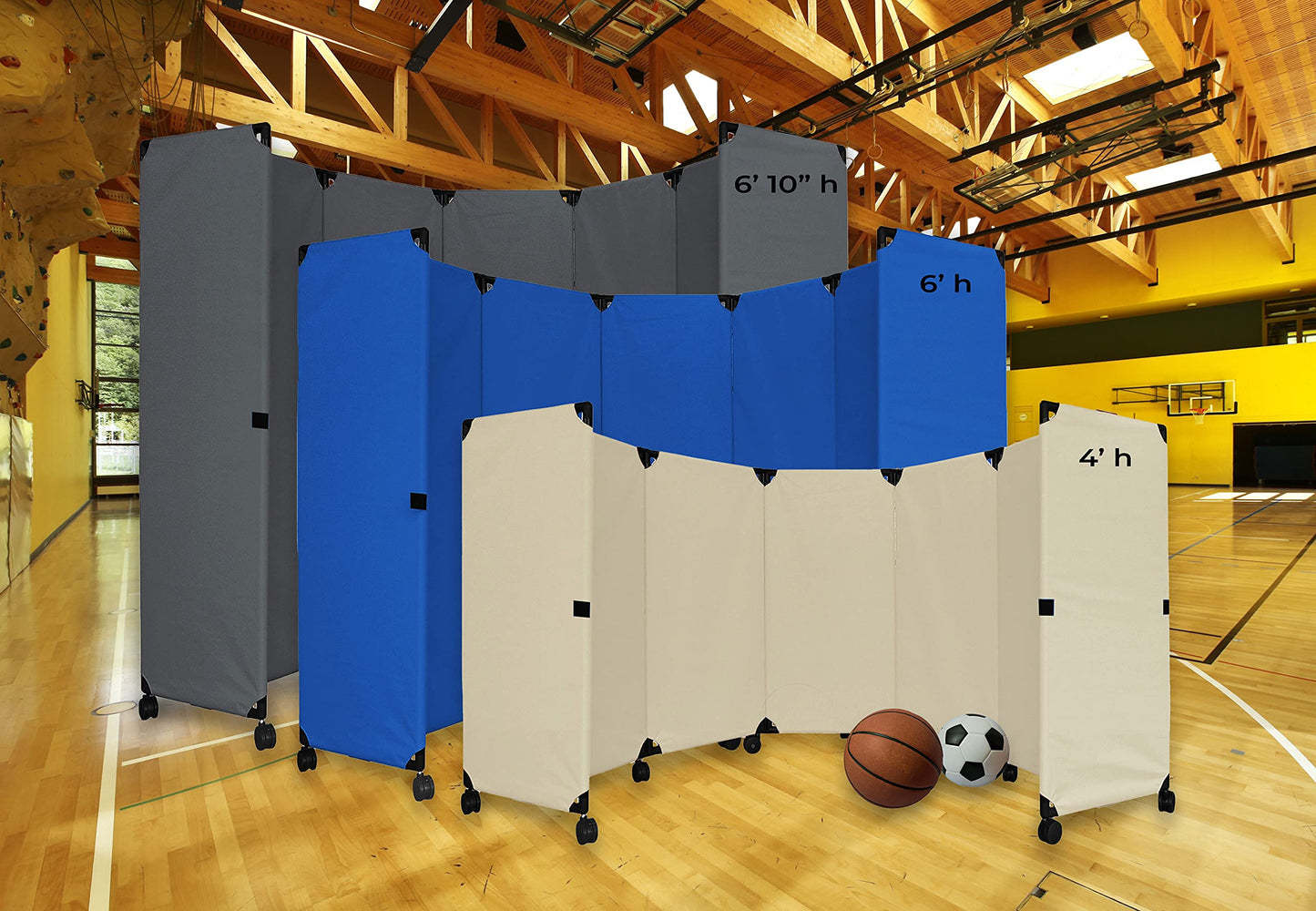Versare MP10 Portable Folding Wall Partition | Economical 5 Panel Design | Portable Room Divider On Wheels | Adjustable, Freestanding Setup | Multiple Widths