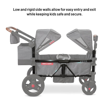 Radio Flyer Voya Stroller Wagon, for Toddlers and Kids 6+ Months, Push or Pull, 2 Seats, Dual Sun Canopies, Compact Fold, Lightweight, Storage Space, 5-Point Harnesses, Stroller Wagon for Kids