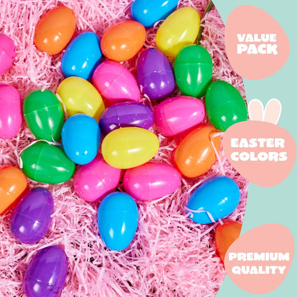 3.15" 150PCS JOYIN Easter Eggs, Large Fillable Plastic Eggs Empty Colorful Bright Eggshells with Hinge for Easter Hunt