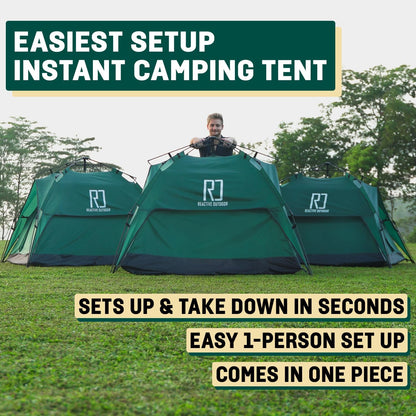 Reactive Outdoor Tent - 3 Second Tent - 3 Sec Instant Pop Up - Easy and Quick Setup Camping - 1 Person Setup Waterproof Double Layer Outdoor Camping (Large (2-3 Person))