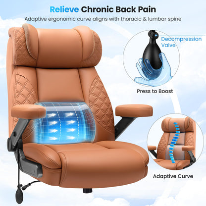 Big and Tall Office Chair for Heavy People, 500LBS Wide Seat Computer Desk Chair, Extra Large Executive Gaming Chair with Adjustable Lumbar Support and 5D Flip Arms, Comfy Heavy Duty Office Chair