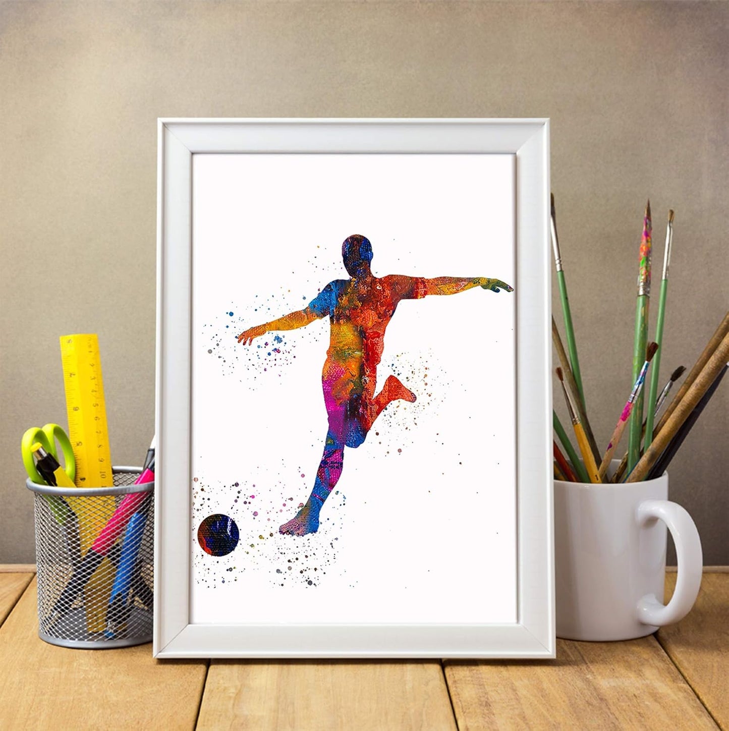 Male Soccer Player Abstract Sport Wall Art Print 11x14 for Teen Boy Bedroom Decor