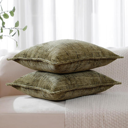 18x18 Set 2, HPUK Fall Chenille Soft Throw Pillow Covers of Accent Cushion Covers for Living Room, Bedroom, Decorative