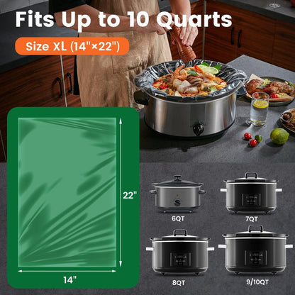 Slow Cooker Liners, Hotensil 14"x 22" 10 Count Cooking Bags Large Size Disposable Pot Liner, Fit 6QT to 10QT for Slow Cooker Cooking Trays, Multi-Purpose Durable Liners Plastic Bags, BPA Free