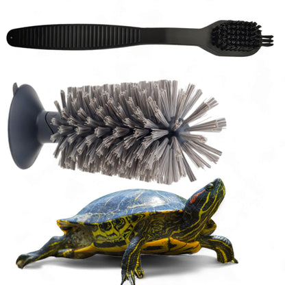 Turtle Shell Cleaning Suction Brush Tank, Turtle Scratcher for Tank Shell Cleaner with Suction Cup and Handheld Back Scratcher Remove Mud Dirt, Tortoise Habitat Accessories (Gray)