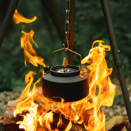 Alocs Camping Kettle - 1.1L Mini Camp Kettle - Portable Camping Tea Kettle - Lightweight Aluminum Camping Coffee Pot with Carry Bag for Outdoor Hiking Picnic Traveling and Backpacking