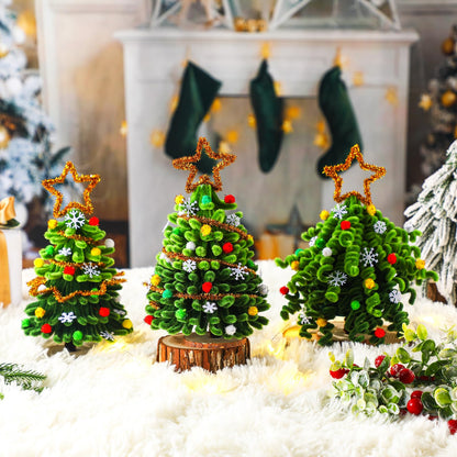Soulchen 830 Pcs Christmas Pipe Cleaners Craft Christams Colors Chenille Stems Supplies Easy Make Xmas Tree Ornaments Accessories for Holidays Gift School Project