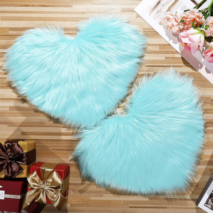 2 12 16 Inch(Light Mudder Pcs Faux Fur Rug, Heart Shaped Rugs, Fluffy Decorative Mat for Room Home Chair Side, Desk