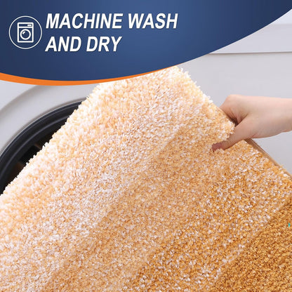OLANLY Large Bathroom Rugs - Extra Soft Microfiber Mat 54x24 | Quick Dry & Washable, Golden Yellow