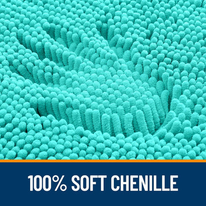OLANLY Large Chenille Bath Rugs - Extra Soft & Absorbent | Quick Dry, Machine Washable, 40x32, Teal