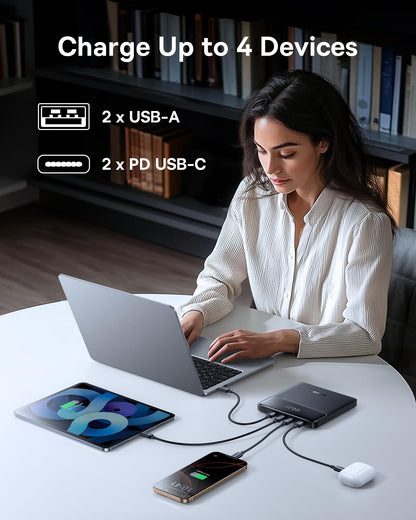 Baseus Laptop Portable Charger 100W 20000mAh, Blade Travel Power Bank Fast Charging 2 USB-C & 2 USB-A Port, Steam Deck Battery Pack for MacBook iPad iPhone 17/16/15/14/13 Samsung S24 Dell