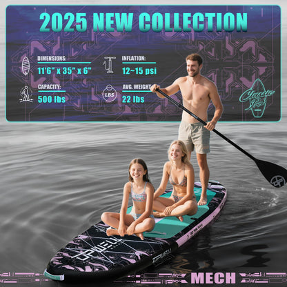 UPWELL 11'6"×35" Extra Wide Inflatable Paddle Board, Stand Up Paddle Board with Kayak Seat, Sup Paddle Boards for Adults, Mech Pink