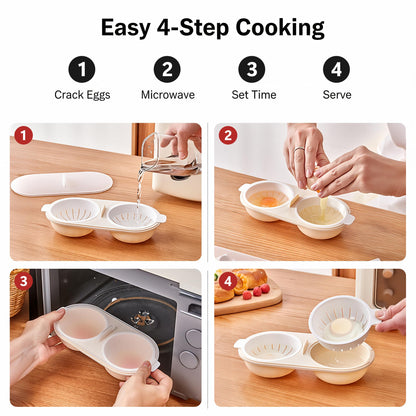 Li&Zhao Microwave Egg Poacher–4 Cavity Eggs Microwave Egg Cooker with Lid, Effortless to Cook and Clean, Perfect for Making Poached Eggs,Dishwasher Safe Double Layer Microwave Boiled Eggs