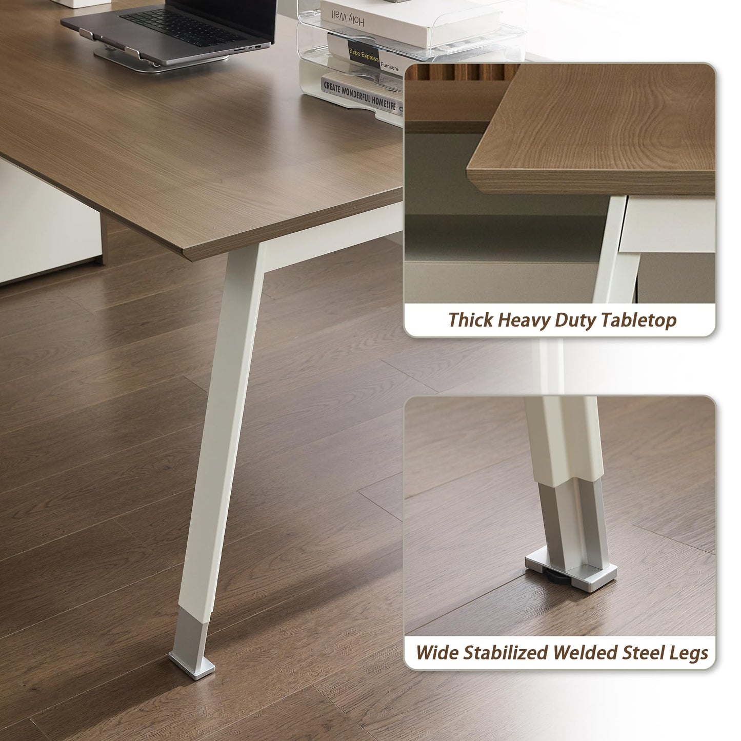 Okeysen 69" Executive Desk and File Storage Cabinet