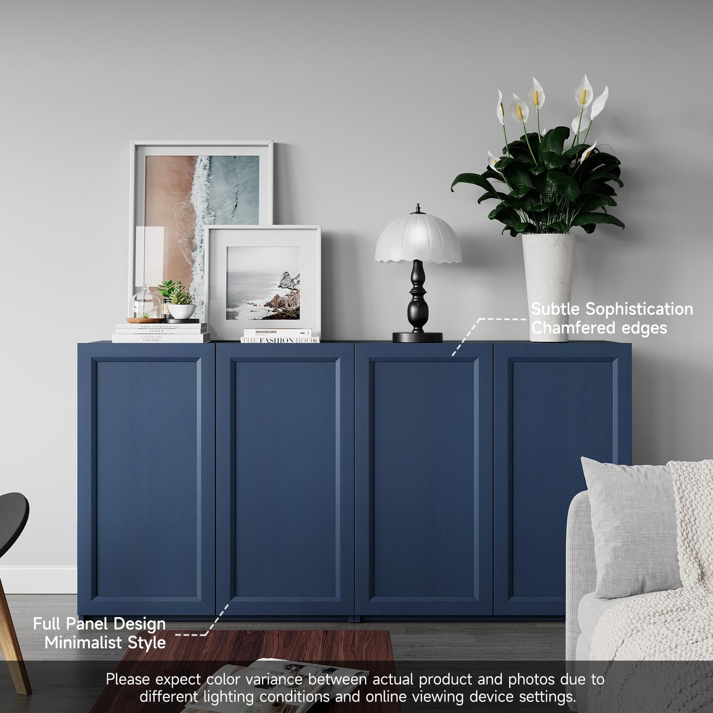 FENSULN Modern Sideboard Accent 2 in 1 Buffet Storage Cabinet Display Buffet Cabinet Credenza with Adjustable Shelves for Dinging Room Living Room Entryway Coffee Bar,Blue