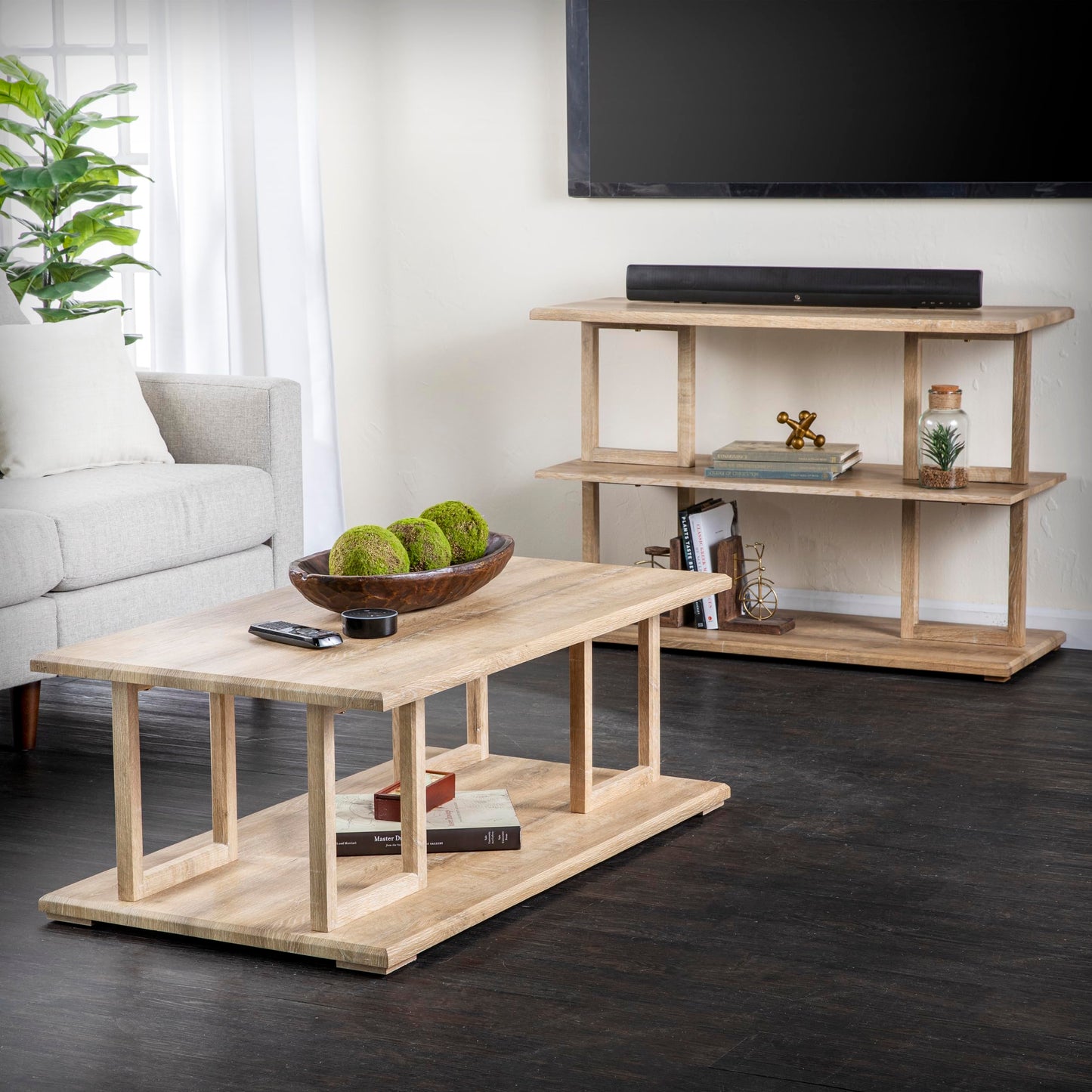SEI Furniture - Markworth Geometric Console Table - Transitional Design, Natural Iron and Wood - Ideal for Entryway, Living Room (CK1101703)