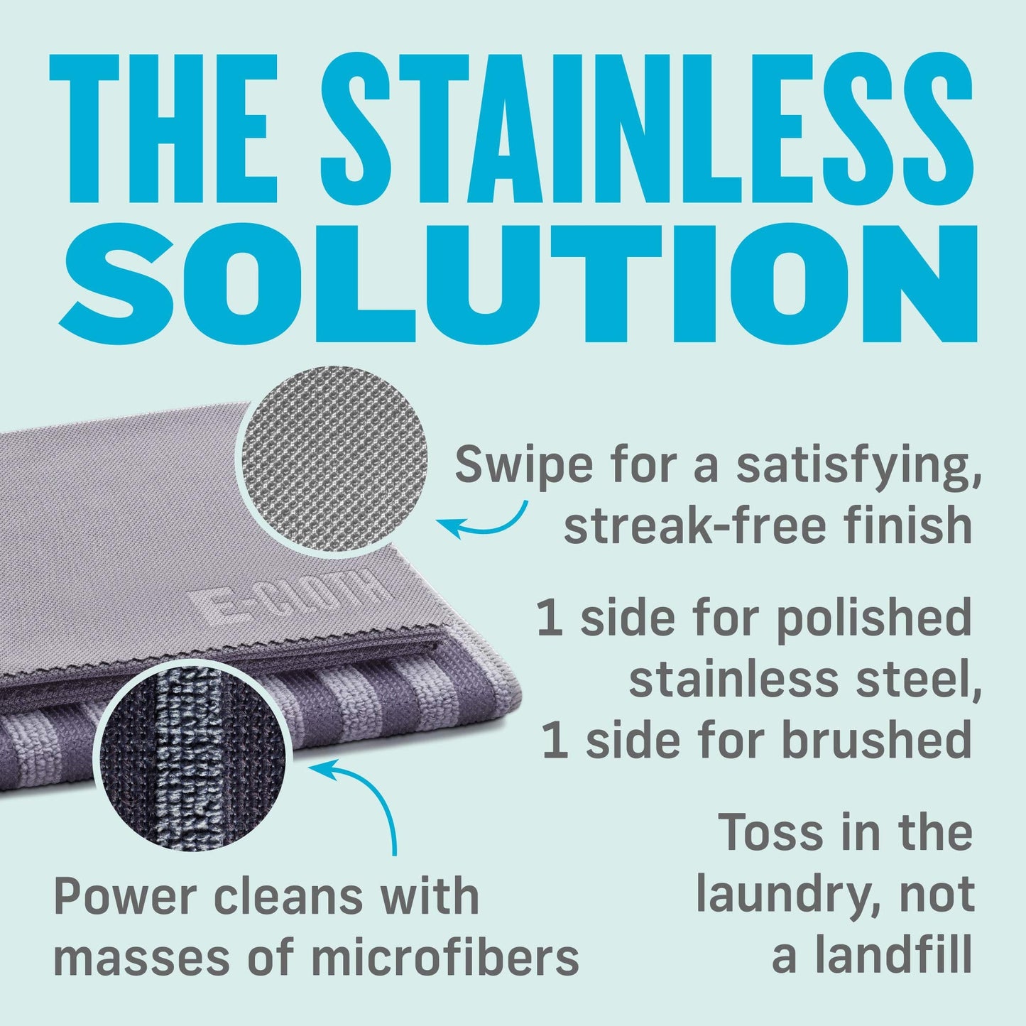 E-Cloth Stainless Steel Microfiber Cleaning Cloth Kit - Stainless Steel Cleaner for Appliances, Oven, Stove, & More - Microfiber Towels for Cars - Reusable Cloths for Cleaning