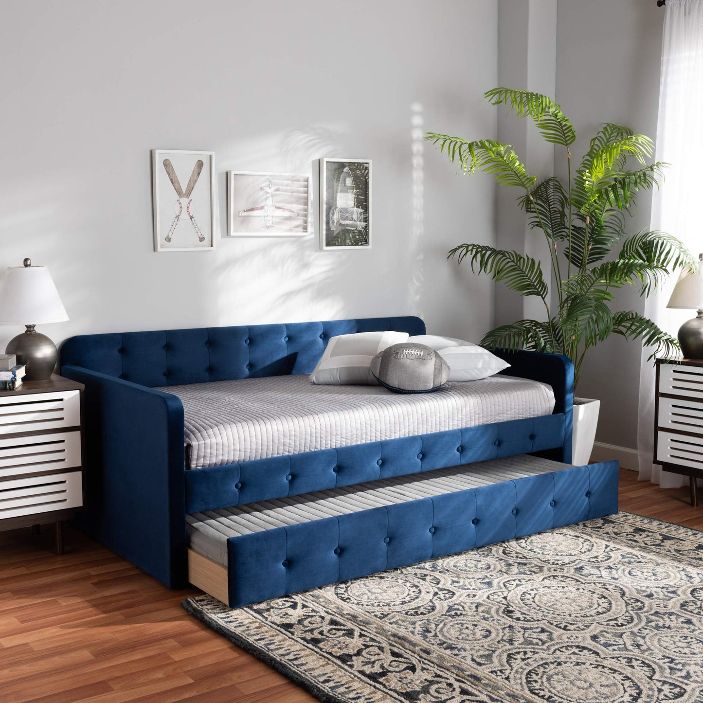 Baxton Studio Daybeds, Twin, Navy Blue