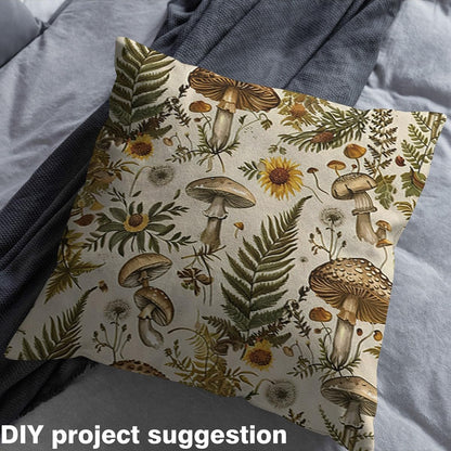 Mushroom Fabric by The Yard Botanical Leaves Vintage Flowers Fabrics for Sewing Supplies Retro Daisy Dandelion Jungle Plants Fabric for DIY Soft Flannel Polyester No Stretch 1 Yard,36" L x 59" W