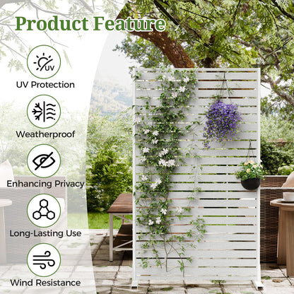 Trygoal Privacy Screen Outdoor 60" Hx35 W Freestanding Privacy Panel with Stand, HDPE Decorative Privacy Fence with Sandblasting Louver Pattern, Patio Divider Screen, Privacy Screens for Outside