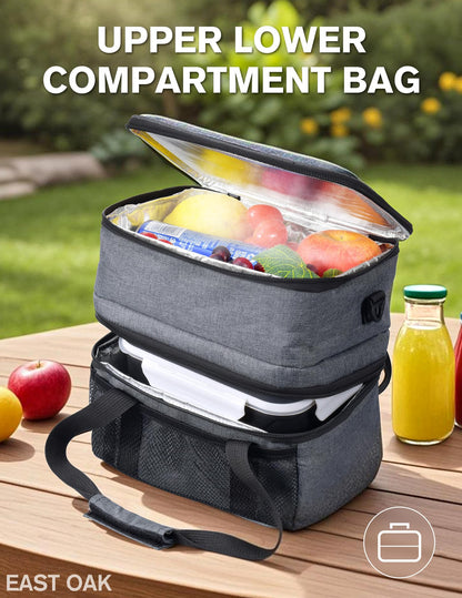 EAST OAK Cordless Electric Lunch Box for Adults, Heated Lunch Box Battery Powered with Automatic Heating, 5.5 Cups Portable Food Warmer with Insulated Carry Bag