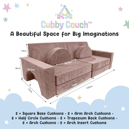 Cubby Couch 12-Piece Modular Kids Play Couch - Soft & Durable Toddler Couch with CertiPUR US Foam, Washable Covers - Playroom Furniture, Kids Sofa for Lounge, Living Room & Playroom - Pink