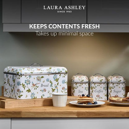 Laura Ashley Canister Set - Elegant 3-Piece Elveden White Design for Kitchen Storage