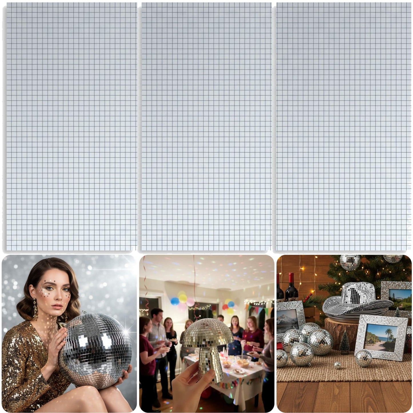 16200-Piece Self-Adhesive Disco Ball Mosaic Tiles, 5x5mm Square Mirror Glass Tiles for DIY Crafts, Art Projects and Party Decor (Silver)