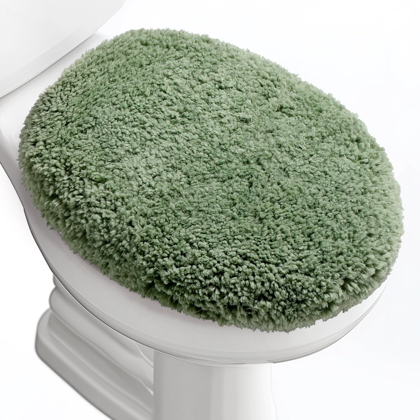 Baahrnom Luxury Soft Microfiber Toilet Lid Cover Machine Washable Solid Toilet Seat Cover 17.5" x 15" Adjustable Rubber Backing Fits Most 16-17.5" L x 14-16" W Round Oblong and Elongated Toilet Seat