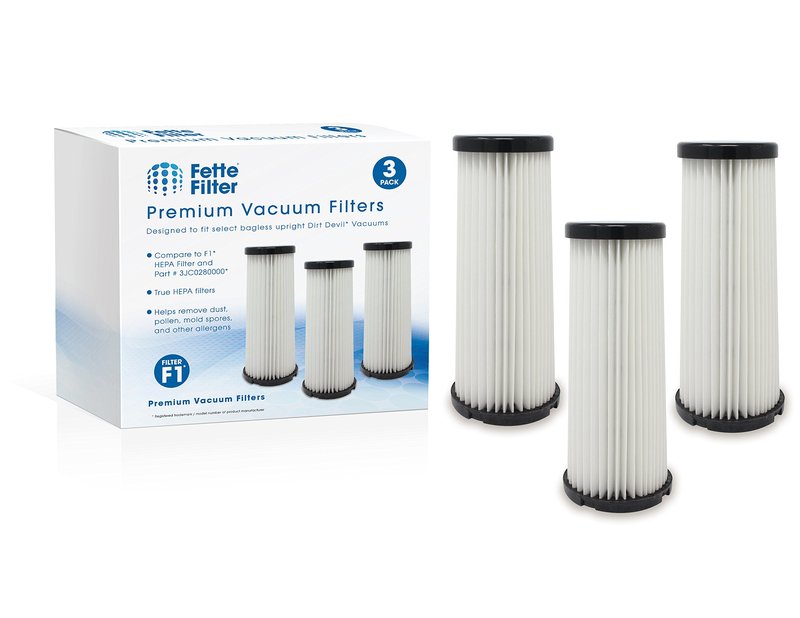 Fette Filter - Vacuum HEPA Filter Compatible with Dirt Devil F1 (F-1) Compare to Part # 3JC0280000, 3-JC0280-000 & 2JC0280000, 2-JC0280-000 (Pack of 3)