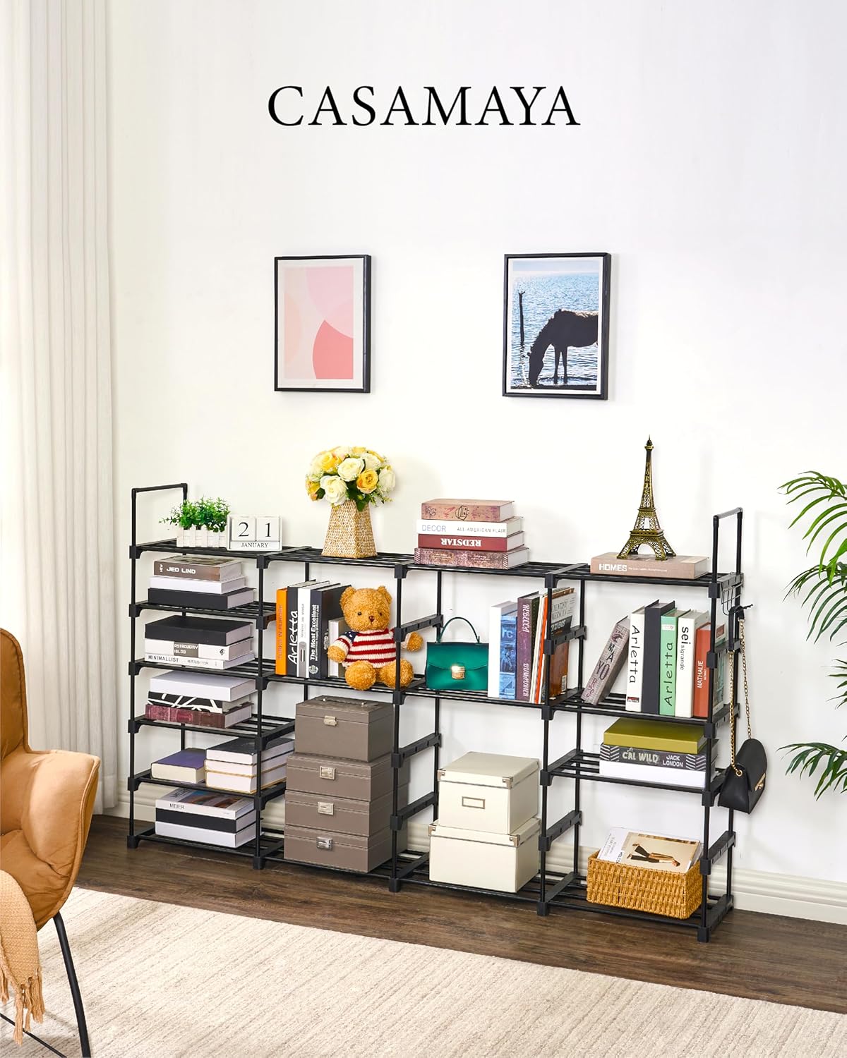 CASAMAYA 10 32 SRT210B01 Shoe Rack, Tier Metal Shoe Organizer, DIY Tall Shoe Storage Shelf for Pairs of Shoes