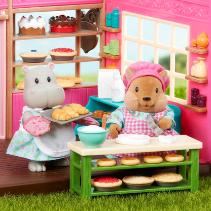 Li'l Woodzeez – Tickle – Your – Taste – Buds Bakery Dollhouse Playset with Furniture & Accessories for Pretend Play, Miniature Toy Food & Kitchen Set, 3+ Years