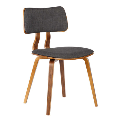 Armen Living Jaguar Mid-Century Dining Chair in Walnut Wood and Charcoal Fabric - Set of 4
