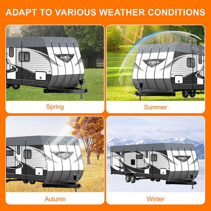 RV Caravan Roof Cover - Rv tarps Heavy Duty Waterproof | Non-Woven Fabric Waterproof Travel Camper Trailer Cover, Foldable Storage Rv Tarpaulin with Straps and Buckles