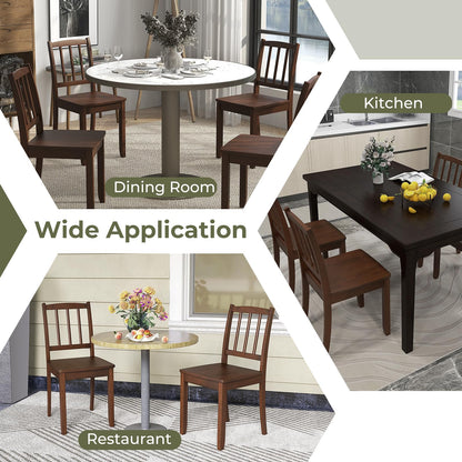 NAFORT Wooden Dining Chairs Set of 6, Slat High Back Solid Rubber Wood Chair, Vintage Dining Room Chairs with Max Load of 400 Lbs for Kitchen Table, Dining Room, Cafe, Restaurant