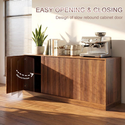 Yaxuordev 63" Sideboard Buffet Cabinet - Black Walnut with Wave Pattern Doors | Mid-Century Modern Credenza Storage for Dining Room, Living Room, Kitchen | TV Stand Console Coffee Bar