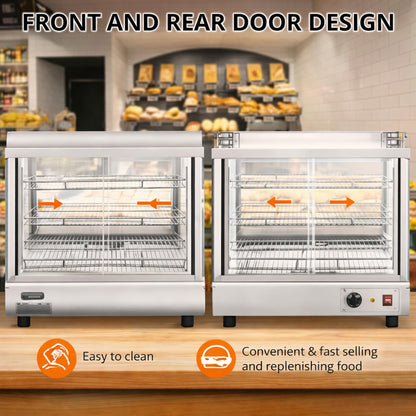 GarveeHome 3.4 Cu. ft. Capacity, Countertop Display Warmer with LED Lighting, Stainless Steel, Adjustable Temperature Control – Perfect for Food Display, Café, Bakery, and Concession Stands