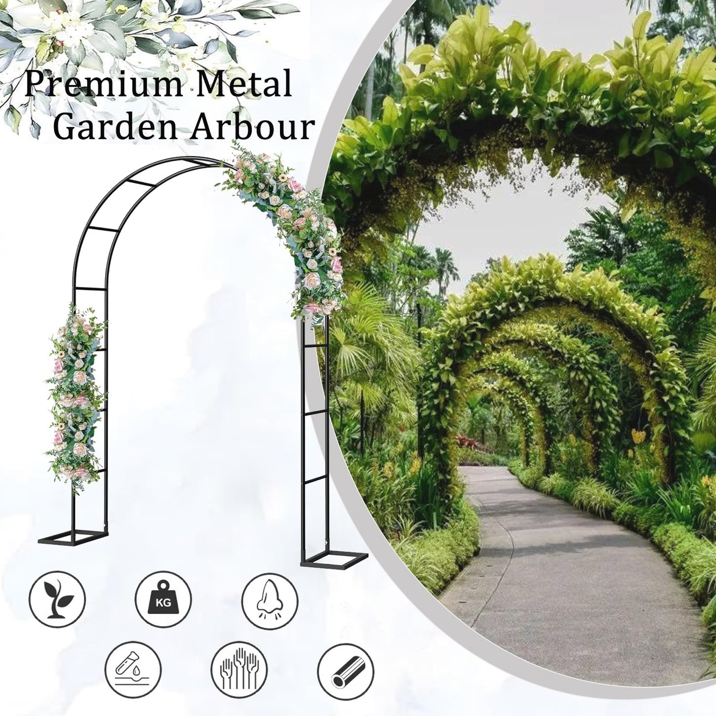 Metal Garden Arch Pergola Trellis for Climbing Plants Wedding & Event Decor Roses Bridal Party Backdrop Stand Flower Arch Arbor Outdoor Garden Trellis for Various Climbing Plants 2