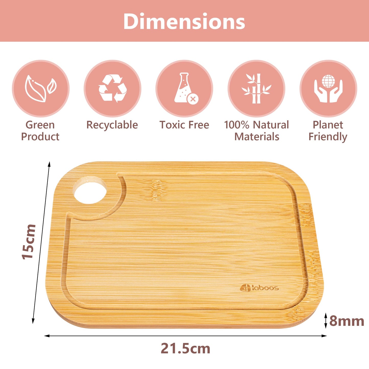 Mini Bamboo Cutting Board Set of 2 - Small Wooden Chopping Boards with Juice Groove, Lightweight & Compact for Baby Food, Dorm, Travel, Camping - 8.5”x6” Easy-to-Store Kitchen Essentials