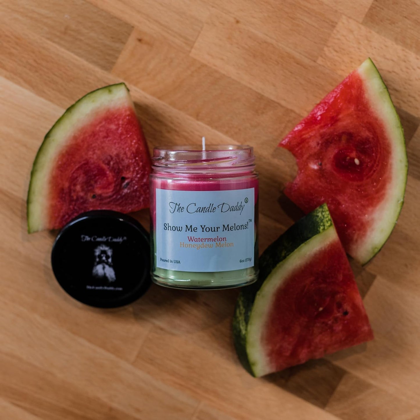 Show Me Your Melons Funny Watermelon Honeydew Scented Candle - 6 Ounce Jar