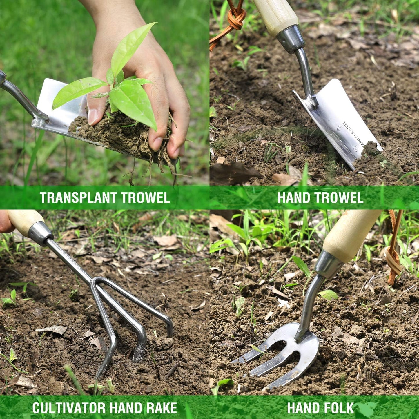 WORKPRO 7 Piece Garden Tools Set, Heavy Duty Stainless Steel with Wooden Handle, Gardening Gifts